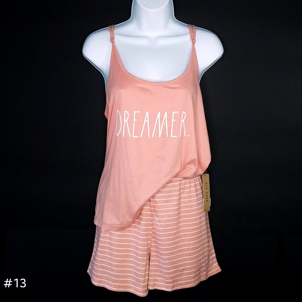 NEW Rae Dunn DREAMER Pajamas Cami w/Shorts Pink